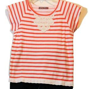 Jelly the Pug Girls size 12 Stripe Lina Tee Shirt and Blue Jean Pants Outfit 12